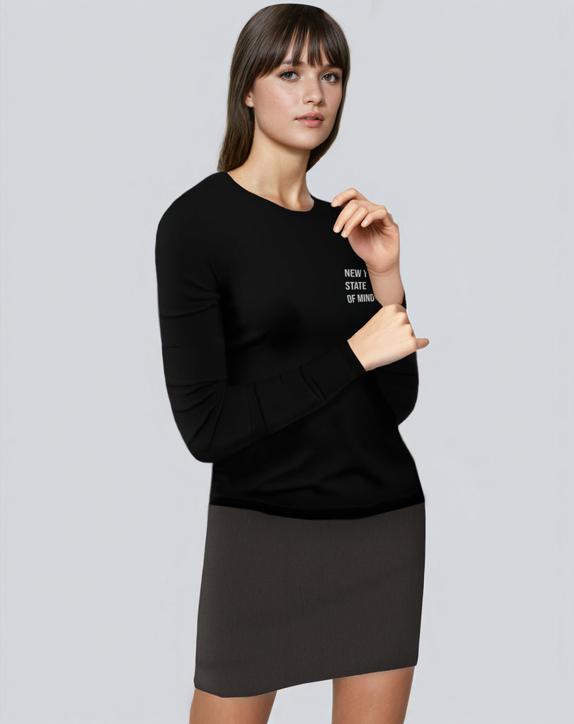 Black Womens  Long Sleeve Tee